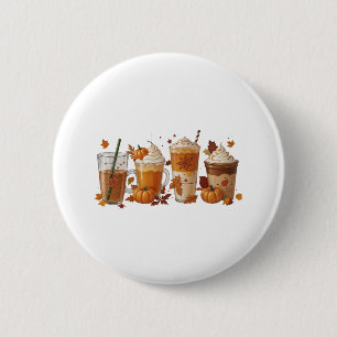 Fall Coffee Pumpkin Button