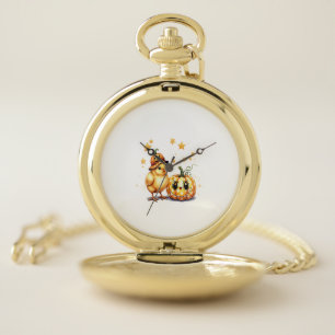 Fall Coffee pumpkin Mug with cat Pocket Watch