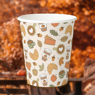 Fall Coffee Pumpkin Spice Autumn Party Bakery Paper Cups