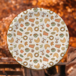 Fall Coffee Pumpkin Spice Autumn Party Bakery Paper Plates