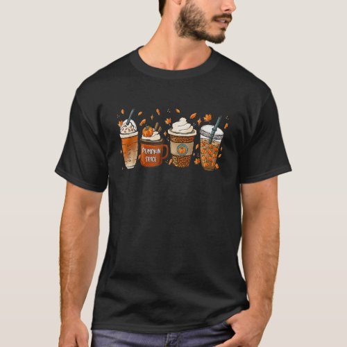 Fall Coffee Pumpkin Spice Junkie Latte Autumn Coff T_Shirt