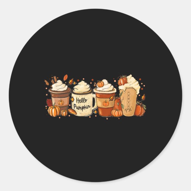 Fall Coffee Pumpkin Spice Latte Drinks Autumn Than Classic Round Sticker (Front)