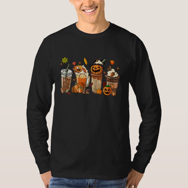 Fall Coffee Pumpkin Spice Latte Drinks  Thanksgivi T-Shirt (Front)