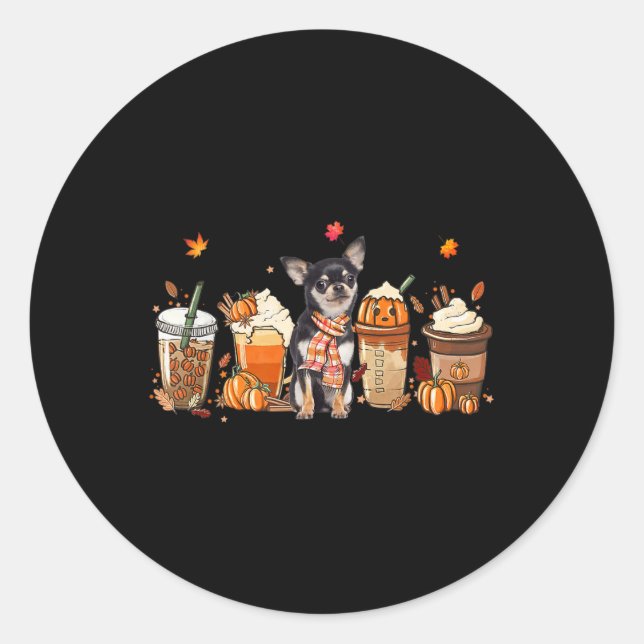 Fall Coffee Pumpkin Spice Latte Iced Autumn Chihua Classic Round Sticker (Front)