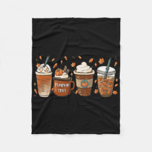 Fall Coffee Pumpkin Spice Latte Iced Warm Cozy Aut Fleece Blanket