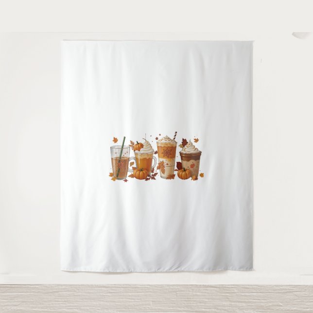 Fall Coffee Pumpkin Tapestry (Front)