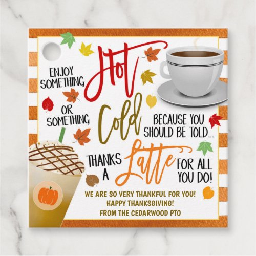 Fall Coffee Thanks a Latte Gift Tag