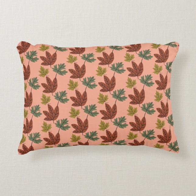 Fall Cold Weather Leaves Pattern Accent Pillow (Front)