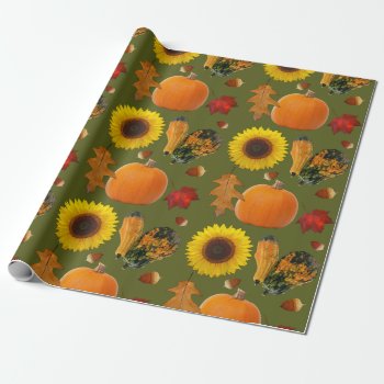 Fall Collage Pumpkins Gourds Gift Wrap by fallcolors at Zazzle