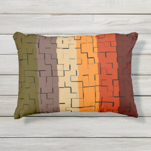 Fall Color Abstract Stripes Outdoor Pillow