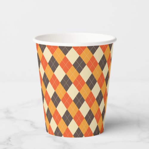 Fall Color Argyle Paper Cup