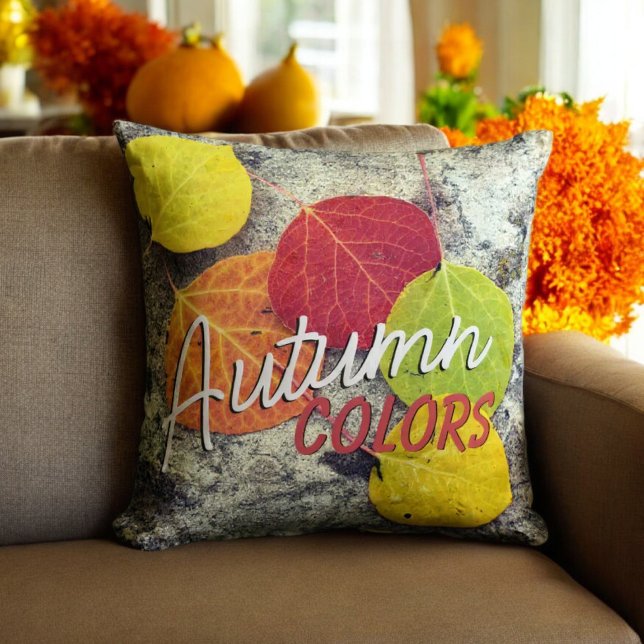 Fall Color Aspen Leaves Photograph Throw Pillow (autumn decor throw pillow with same design on both sides)