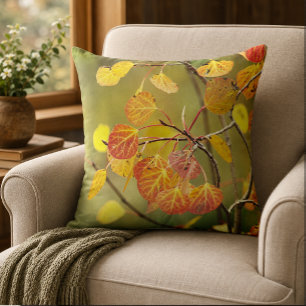 Fall Color Aspen Leaves Photograph Throw Pillow