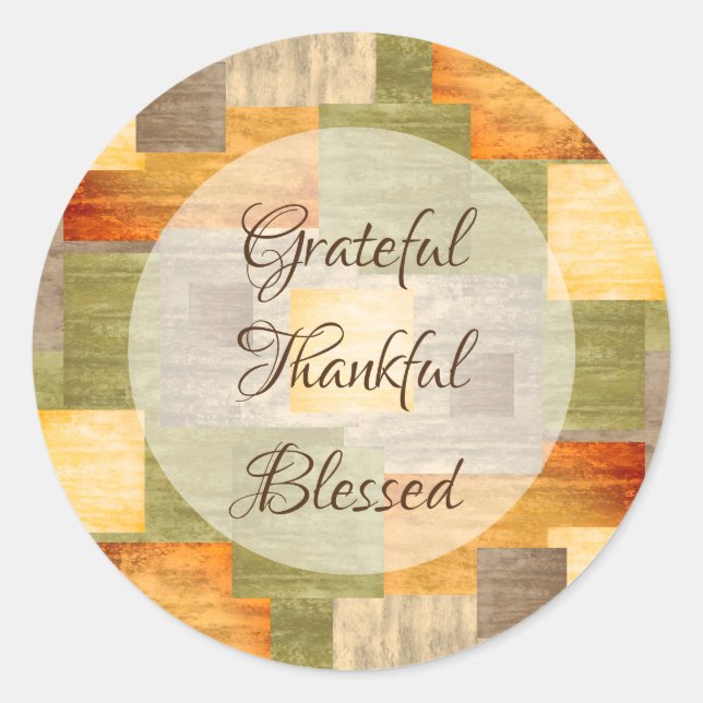 Fall Color Blocks Classic Round Sticker (Front)