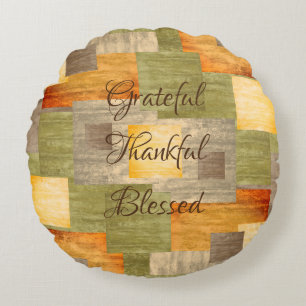 Fall Color Blocks Round Pillow