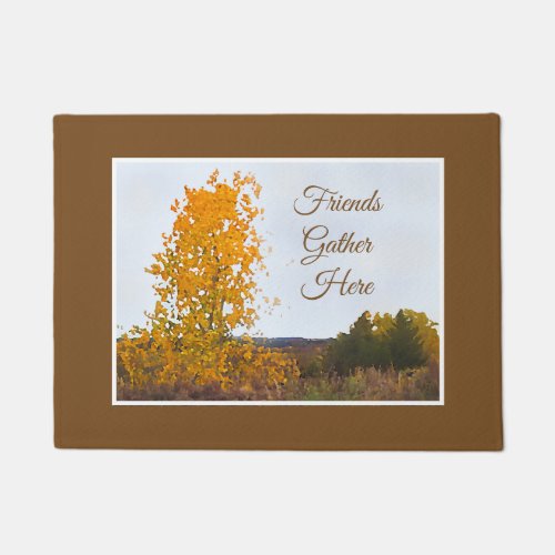 Fall Color Cottonwood Tree Impressionist Art Quote Doormat