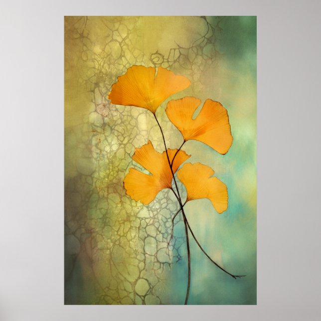 Fall Color Ginkgo Leaves Poster (Front)
