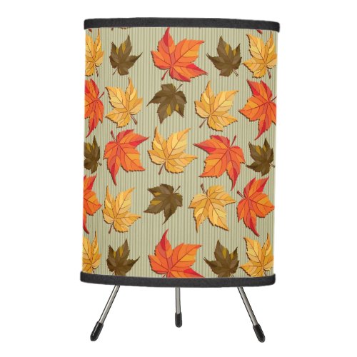 Fall Color Leaf Light Green Stripes Tripod Lamp