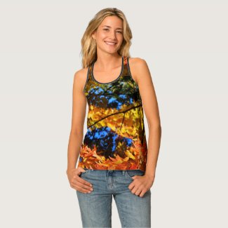 Fall Color Leaves All-Over Print Racerback Top