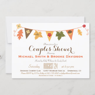 Fall Color Leaves Bunting Couples Wedding Shower Invitation