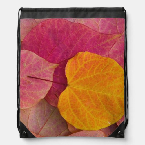 Fall color on Forest Pansy Redbud fallen Drawstring Bag