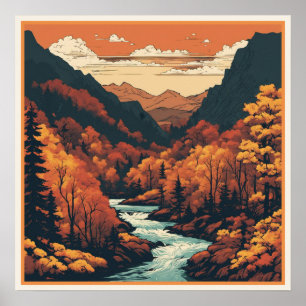 Fall Color on the Colorado River Graphic Art Poster