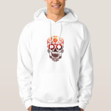 Fall color skeleton head printed mens hoodie