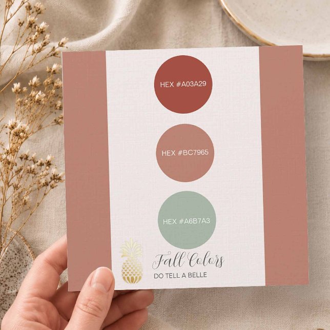 Fall Color Wedding Palette HEX Codes Invitation (Fall wedding colors in warm shades with a sage green.)