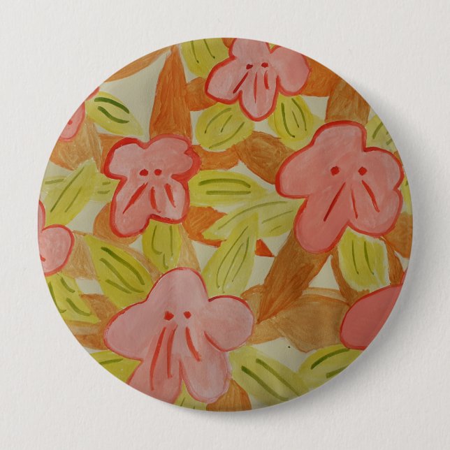 Fall Colored Flowers Badge Button (Front)
