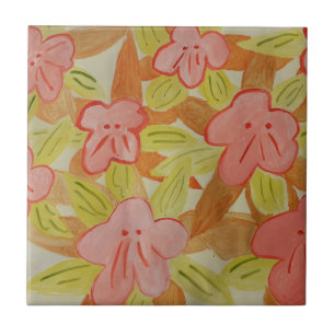 Fall Colored Flowers Ceramic Tile