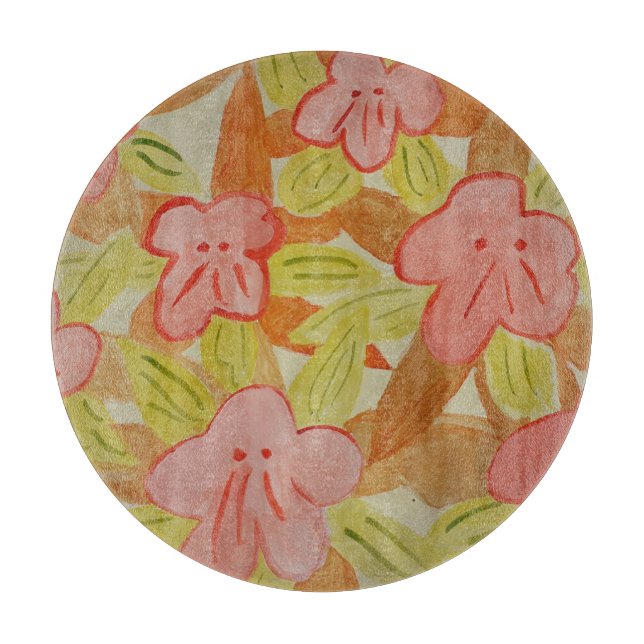 Fall Colored Flowers Chopping Board (Front)