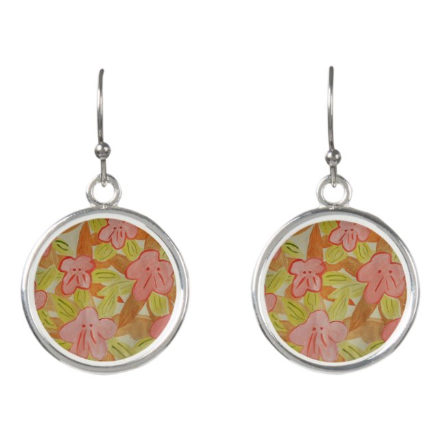 Fall Colored Flowers Earrings (Front)