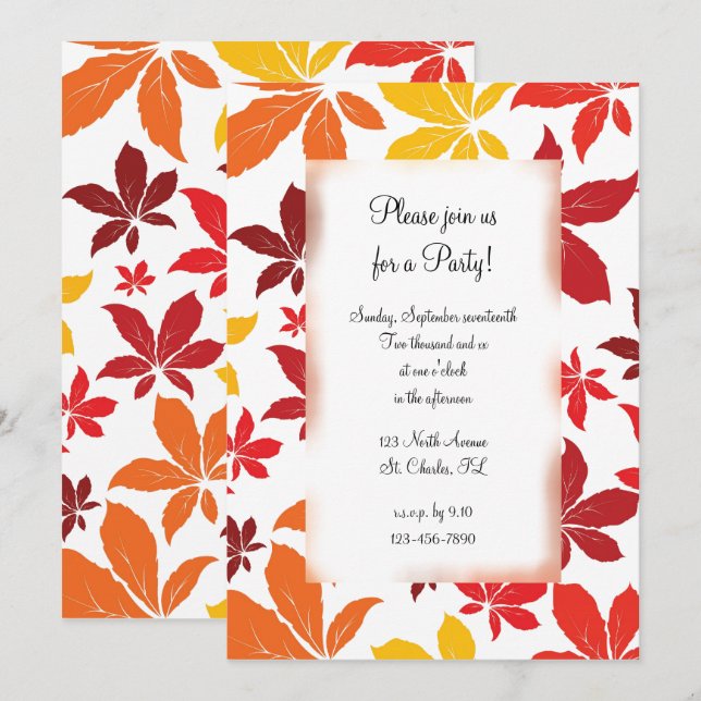 Fall Colored Leaves All Occasion Party Invitation (Front/Back)