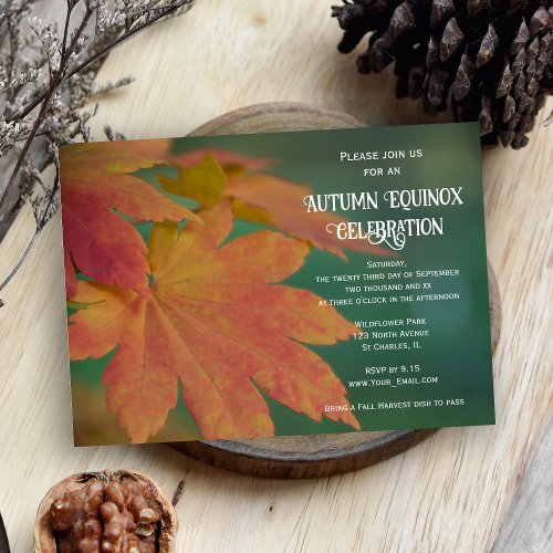 Fall Colored Leaves Autumn Equinox Celebration Invitation