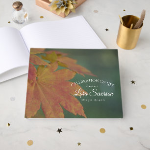 Fall Colored Leaves Celebration of Life Memorial Guest Book