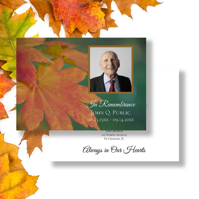 Fall Colored Leaves Death Anniversary Memorial Invitation (Creator Uploaded)