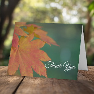 Fall Colored Leaves Funeral Memorial Sympathy Letterpress Thank You Card