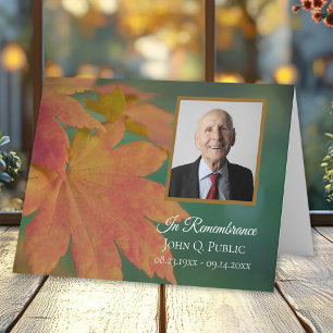 Fall Colored Leaves Funeral Memorial Sympathy Letterpress Thank You Card