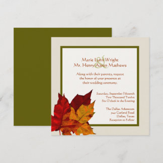 Fall Colored Leaves Wedding Invitation