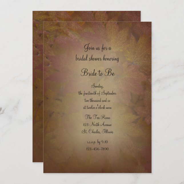 Fall Colored Maple Leaves Bridal Shower Invitation (Front/Back)