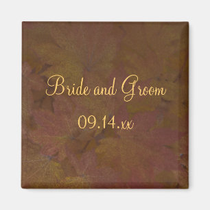 Fall Colored Maple Leaves Wedding Magnet