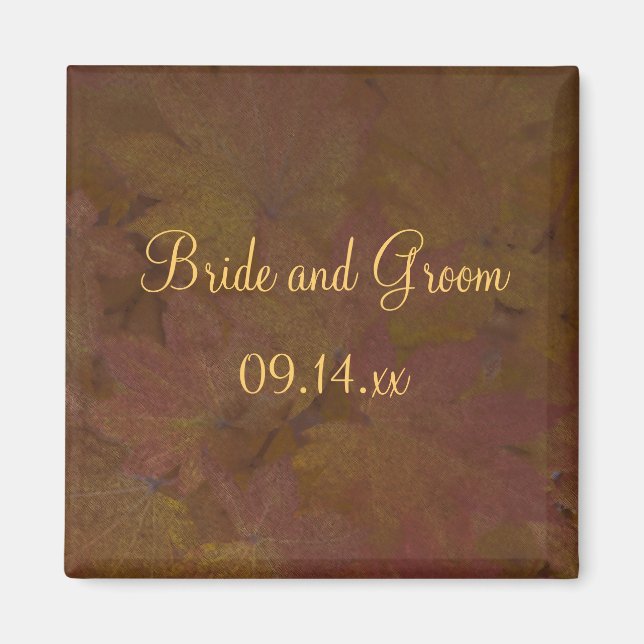 Fall Colored Maple Leaves Wedding Magnet (Front)