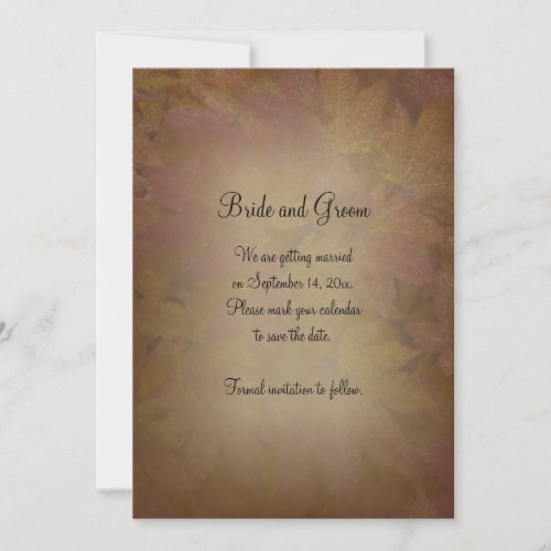 Fall Colored Maple Leaves Wedding Save the Date