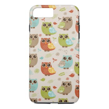 Fall Colored Owl Pattern Iphone 8 Plus/7 Plus Case by JodisDesigns at Zazzle