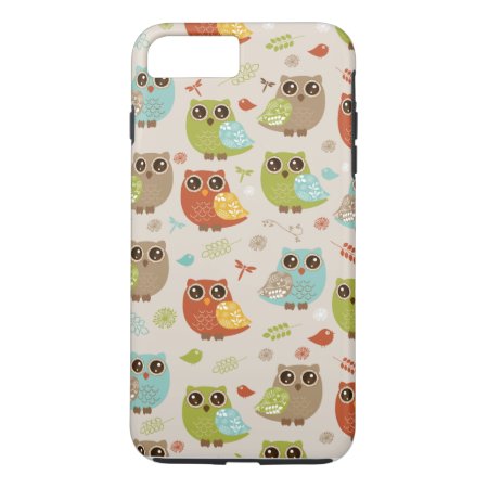 Fall Colored Owl Pattern Iphone 8 Plus/7 Plus Case