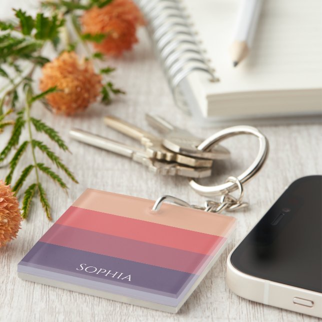 Fall Colored Stripes- Acrylic Keychain (Front Right)
