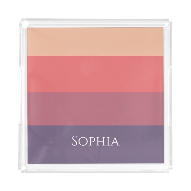 Fall Colored Stripes- Acrylic Tray (Front)