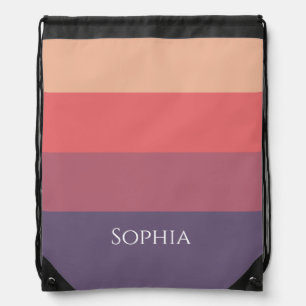 Fall Colored Stripes- Drawstring Bag