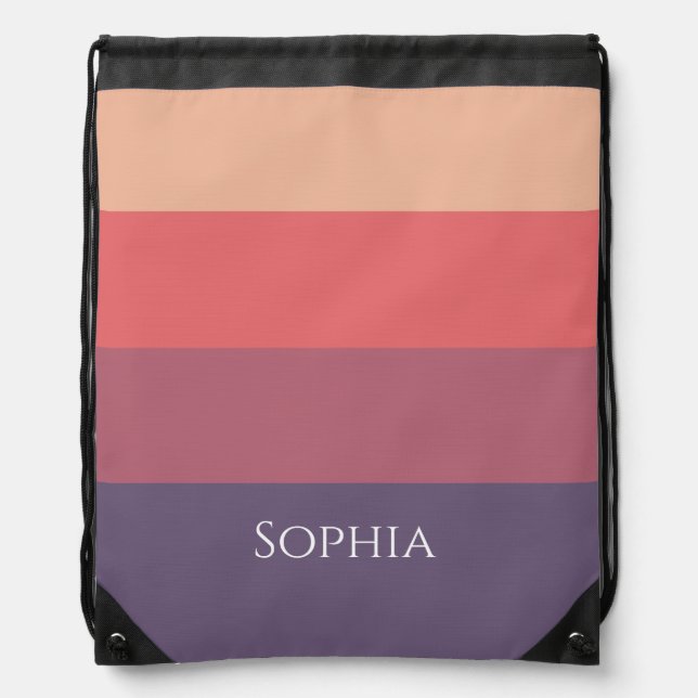 Fall Colored Stripes- Drawstring Bag (Front)