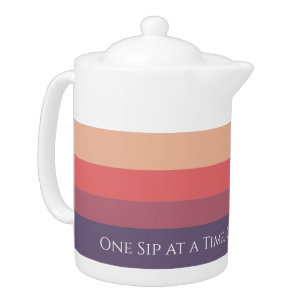 Fall Colored Stripes-Motivational- Teapot